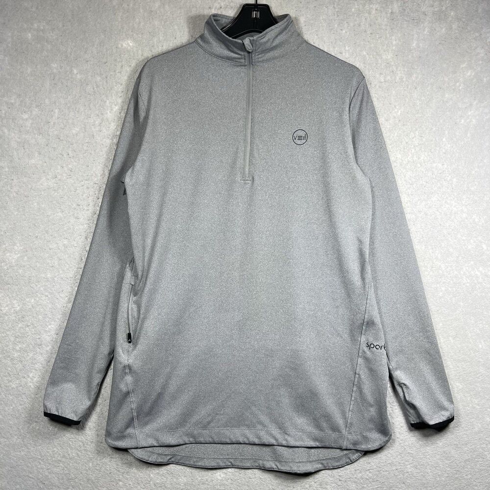 New Veil Garments Spark 1/2 Half Zip Pullover Top Women’s Large Gray Stretch